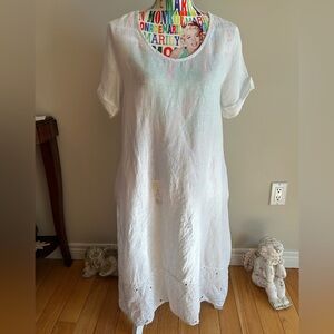 Italian 100% Linen White Dress by Rosemarine